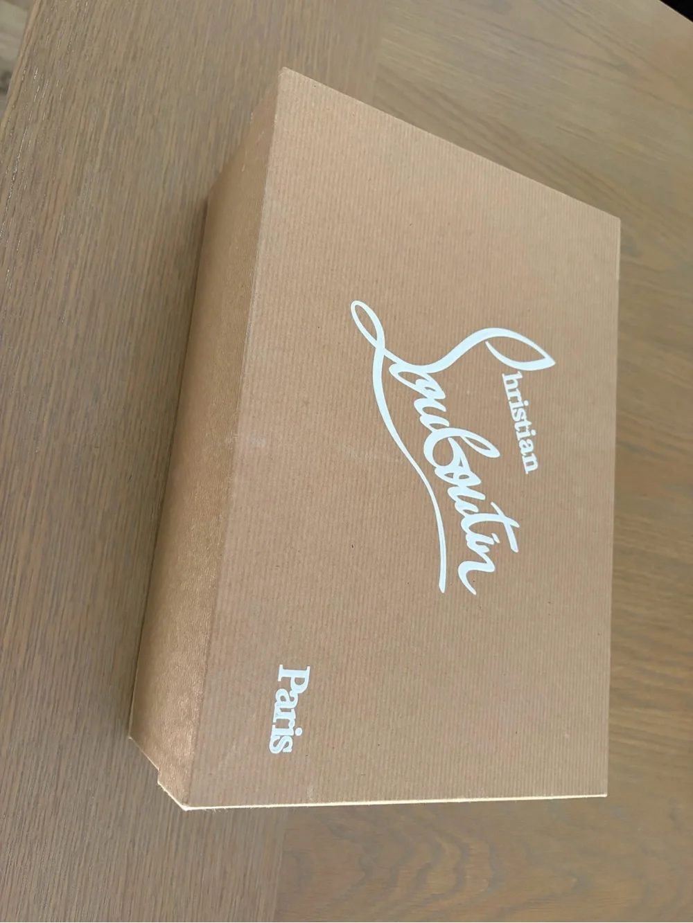 Christian Louboutin Tan Branding Shoe Box with White Logo